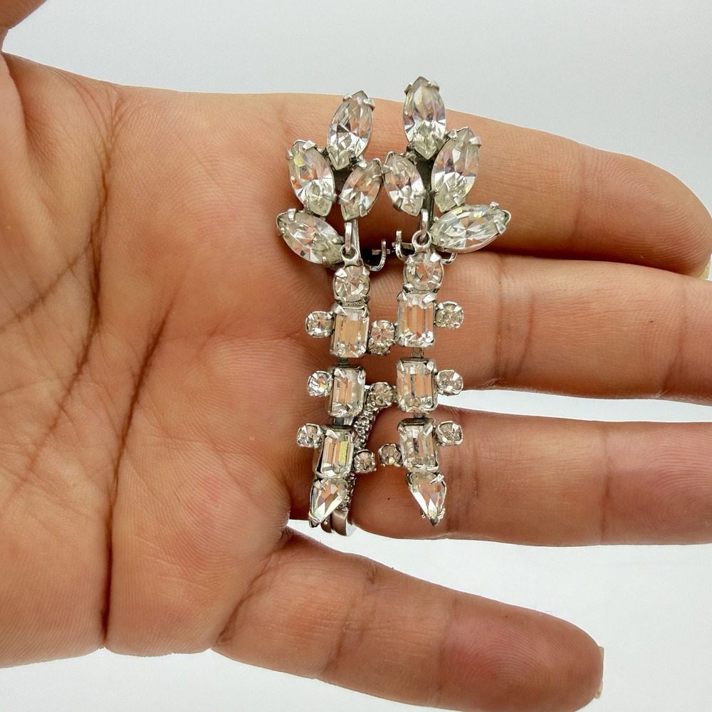 Vintage Clear Rhinestone Drop Dangle Earrings Juliana Style Beautiful